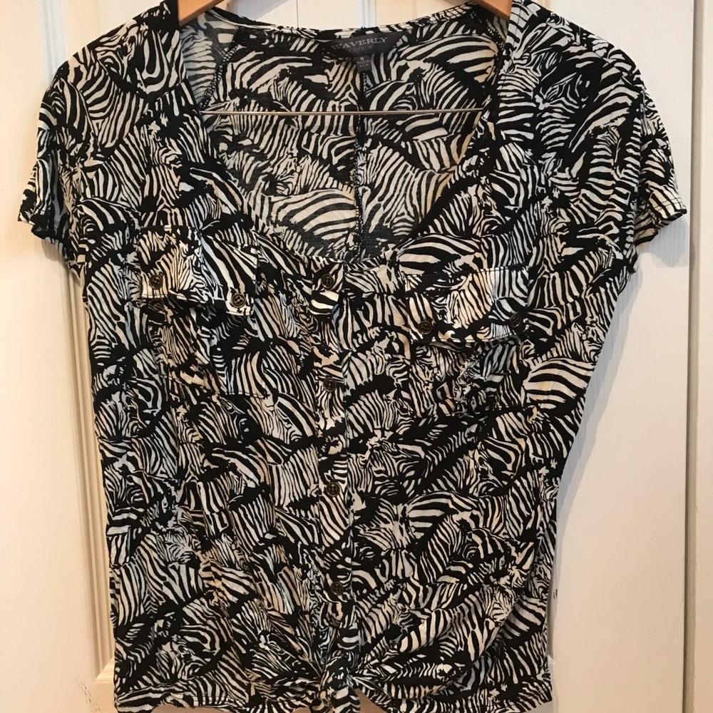 Zebra Print Tie Blouse